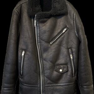 Black Bomber Varsity Jacket with Plush Lining